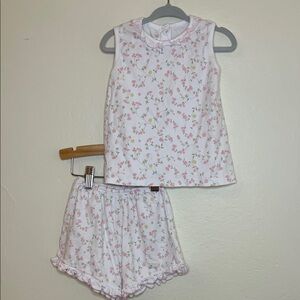 Pima Cotton Lyda Baby Brand Set - White and Pink flowers